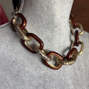 Kiam Family Hammered Link Statement Necklace
